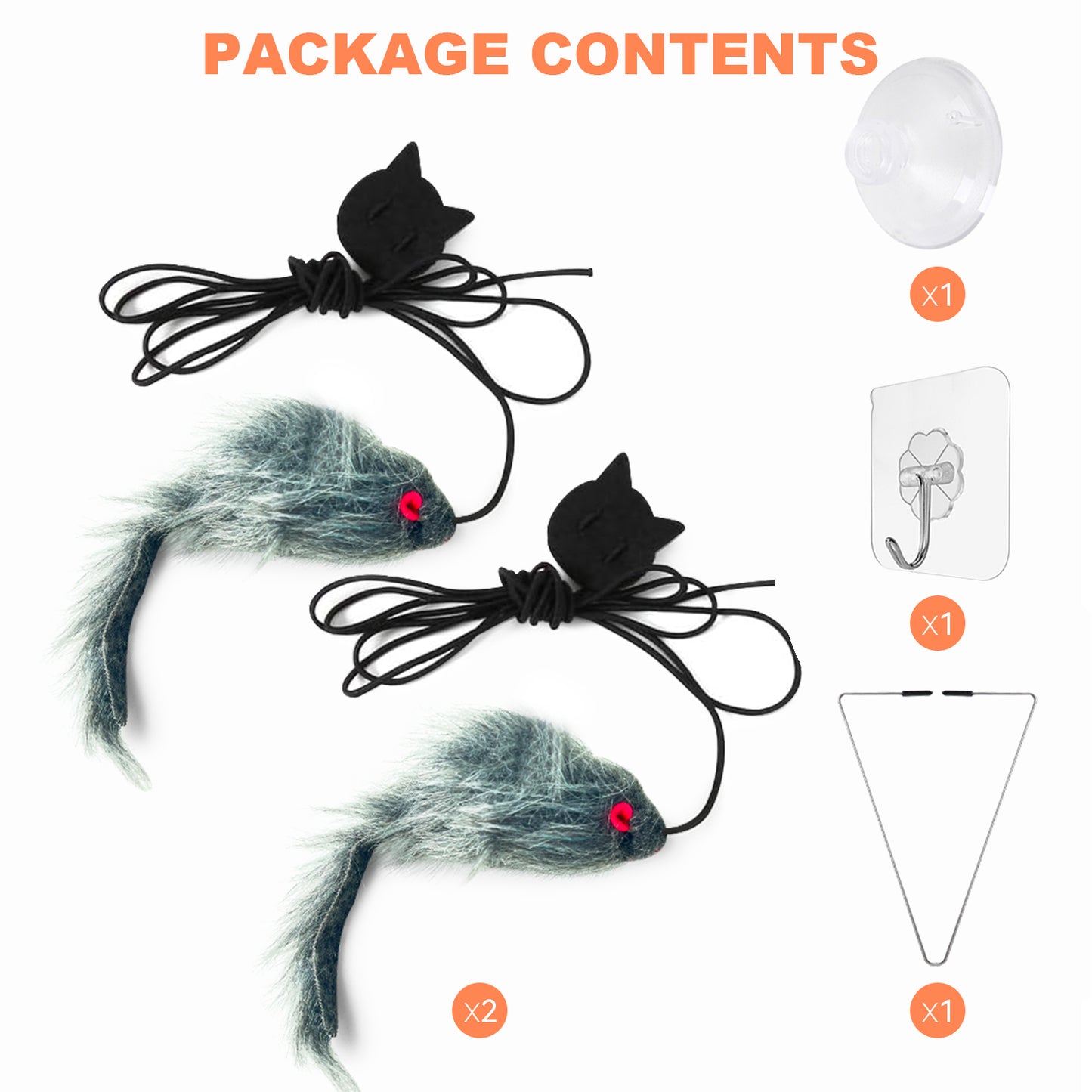 FYNIGO 2 Pack Self-Play 3 Ways Hanging Door Cat Mouse Toys, Hanging Cat Toy for Indoor Cats Kitten, Interactive Cat Mice Toys for Hunting Exercising Chasing Playing